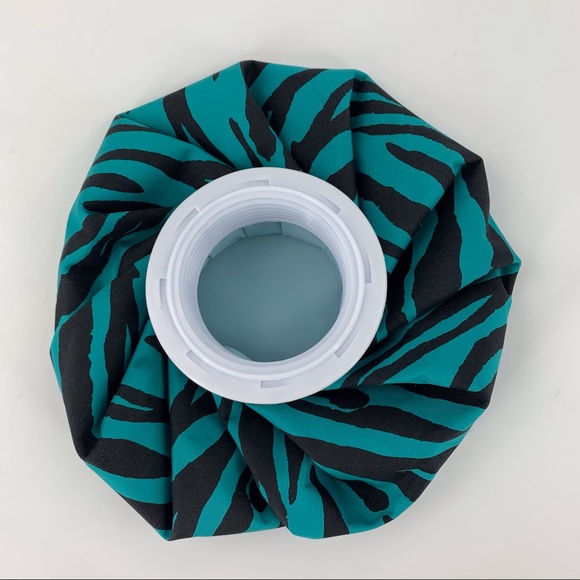 Teal and Black Zebra Striped 6” Reusable Ice Bag - Picture 4 of 10